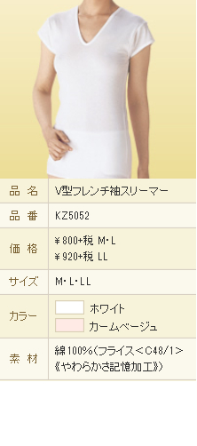 V型フレンチ袖スリーマー